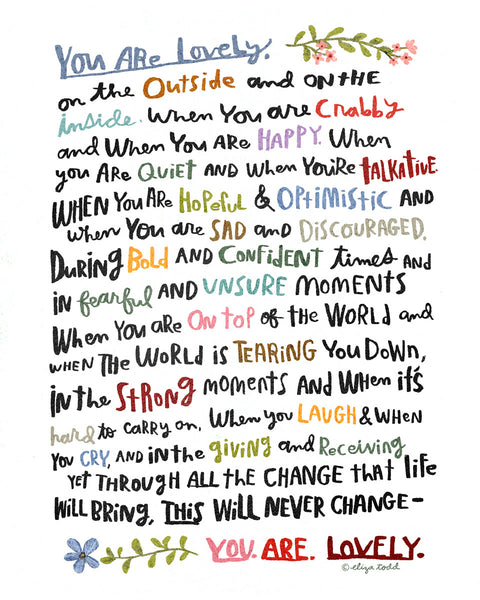 You Are Lovely - 5x7 Greeting Cards