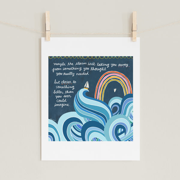 Fine art print by Eliza Todd featuring a stormy sea and a rainbow - APeaceofWerk.com
