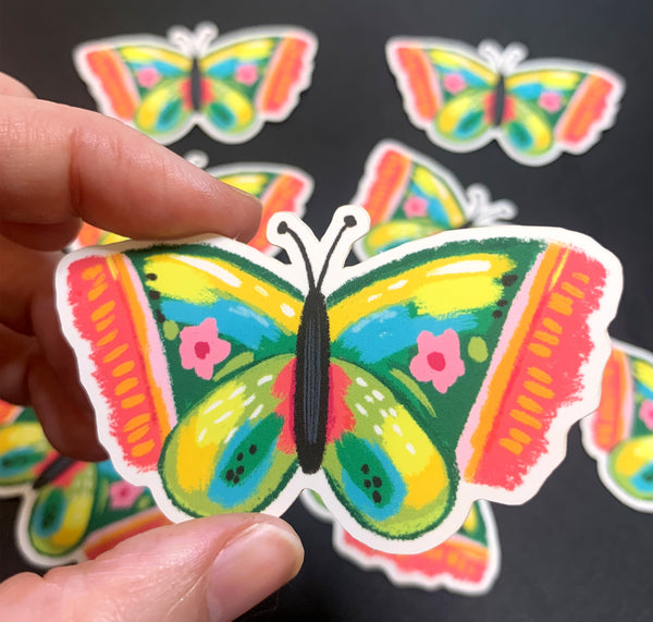 Yellow and Green Butterfly Stickers