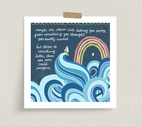 Fine art print by Eliza Todd featuring a stormy sea and a rainbow - APeaceofWerk.com