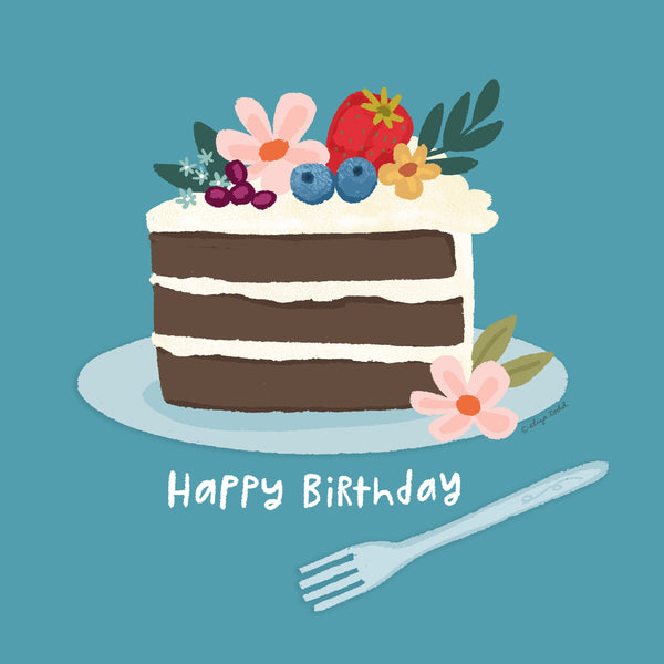 Happy Birthday Cake - Greeting Cards - 5x5 Inch Square