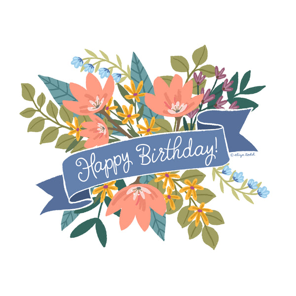 Happy Birthday Bouquet- 5x5 Greeting Card