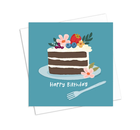 Happy Birthday Cake - Greeting Cards - 5x5 Inch Square