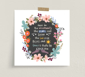 Fine art prints by Eliza Todd featuring bright flowers and comforting words - APeaceofWerk.com