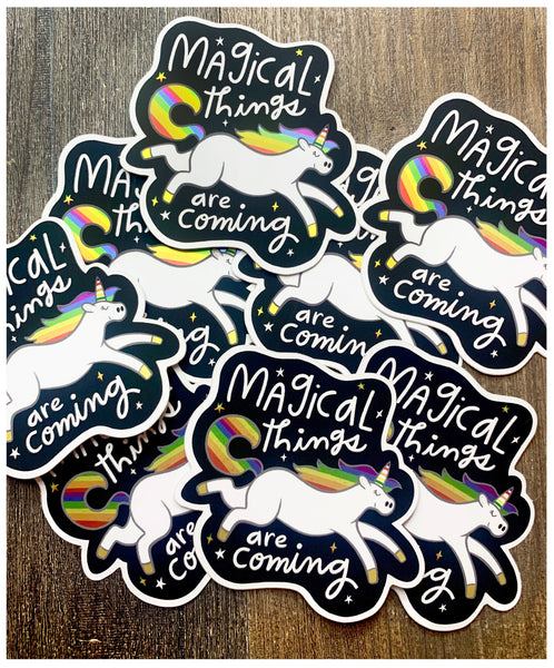 Magical Things Reflective Rainbow Unicorn - Matte Laminate Stickers