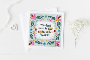 5x5 greeting cards by Eliza Todd featuring paisleys and flowers, saying "You don't have to feel ready to be ready." - APeaceofWerk.com