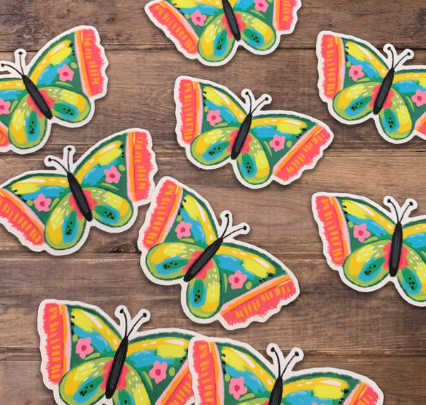Yellow and Green Butterfly Stickers
